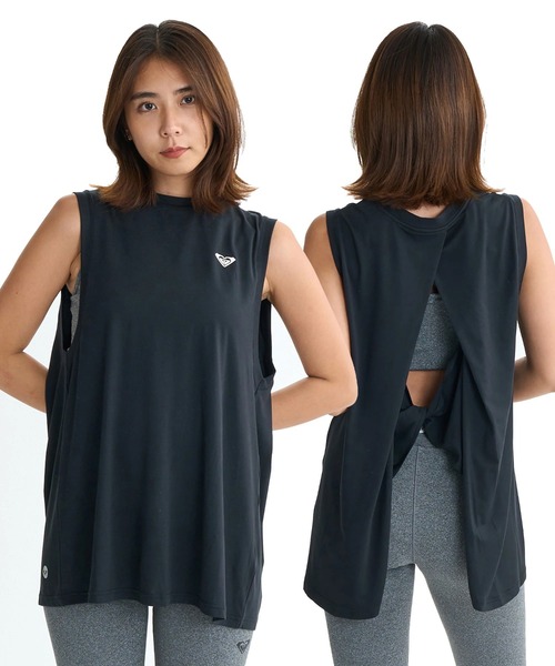 ROXY（ロキシー）の「FEEL THE WIND TANK/ロキシー水陸両用速乾UVケアバックカッティングデザインノースリーブ・タンクトップ（水着）（タンクトップ・レディース・ホワイト/ブラック/ピンク・MEDIUM/LARGE/SMALL）」の2枚目の写真