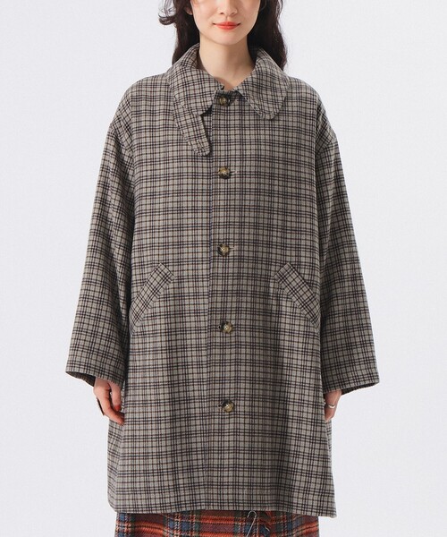 BEAMS BOY（ビームスボーイ）の「ガンクラブ チェック コート（ステンカラーコート・レディース・ベージュ/ネイビー・1/2）」の13枚目の写真