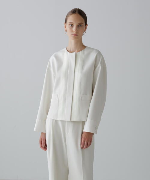 セール】◇ストレッチジョーゼットジャケット（ノーカラージャケット