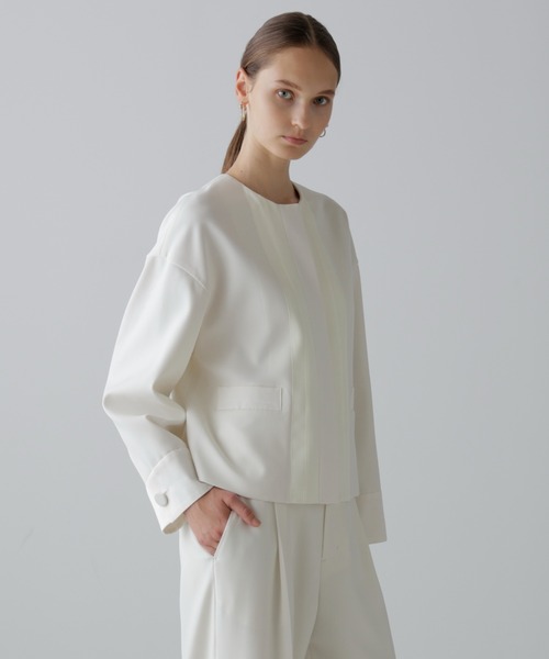 セール】◇ストレッチジョーゼットジャケット（ノーカラージャケット