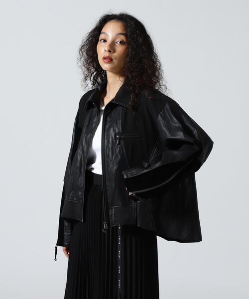 AULA AILA（アウラアイラ）の「AULA AILA/アウラアイラ/BALLOON HEM BLOUSON/バルーンヘムブルゾン（ブルゾン・レディース・ブラック/ホワイト系2・0）」の5枚目の写真