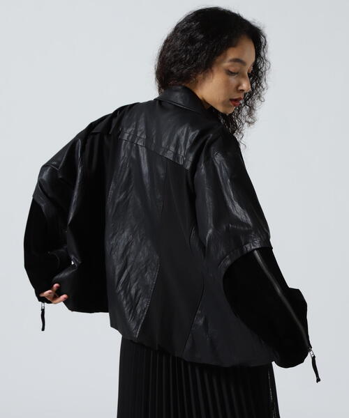 AULA AILA（アウラアイラ）の「AULA AILA/アウラアイラ/BALLOON HEM BLOUSON/バルーンヘムブルゾン（ブルゾン・レディース・ブラック/ホワイト系2・0）」の3枚目の写真