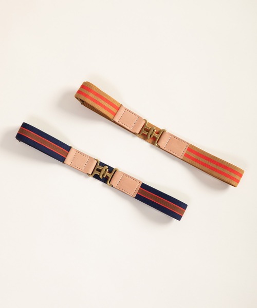 CHILD WOMAN（チャイルドウーマン）の「真鍮バックル 牛革×ゴムベルト（ベルト・レディース・ネイビー/ブラウン・FREE）」の2枚目の写真