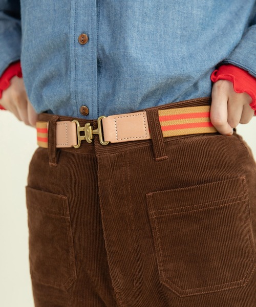 CHILD WOMAN（チャイルドウーマン）の「真鍮バックル 牛革×ゴムベルト（ベルト・レディース・ネイビー/ブラウン・FREE）」の6枚目の写真