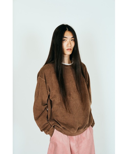 TOWNCRAFT(タウンクラフト)の「TOWN CRAFT タウンクラフト / 90S PIGMENT CREW SWEAT ピグメント加工(スウェット・メンズ・オリーブ/ネイビー/パープル/ピンク/ブラック/ライトブルー/グレー/ターコイズブルー/ブルーグレー/エメラルド/ダークブラウン/インディゴブルー/ダークネイビー/ナチュラル・X-LARGE/LARGE/MEDIUM/XX-LARGE)」の4枚目の写真