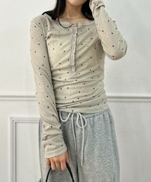 mebole（メボレ）の「Airy Dot Button Top（Tシャツ/カットソー）」