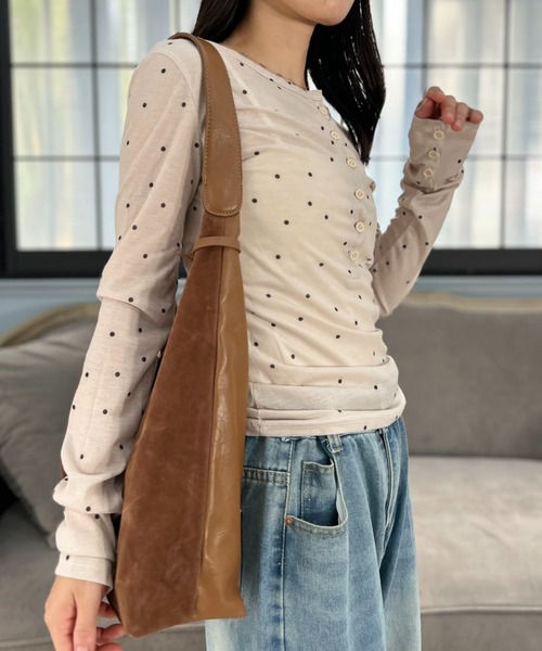 mebole（メボレ）の「Airy Dot Button Top（Tシャツ/カットソー・レディース・アイボリー/グレー・FREE）」の17枚目の写真