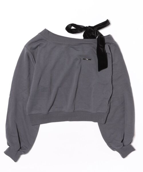 one way（ワンウェイ）の「リボンワンショルトレーナー（スウェット・レディース・グレー/ネイビー/アイボリー/チャコールグレー/ブラック/レッド/ブルー/ピンク・FREE）」の4枚目の写真