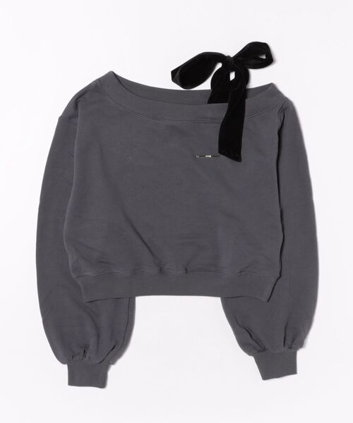 one way（ワンウェイ）の「リボンワンショルトレーナー（スウェット・レディース・グレー/ネイビー/アイボリー/チャコールグレー/ブラック/レッド/ブルー/ピンク・FREE）」の3枚目の写真