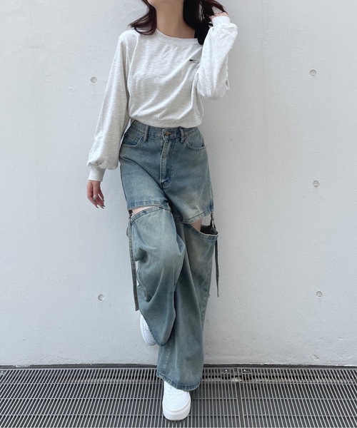 one way（ワンウェイ）の「リボンワンショルトレーナー（スウェット・レディース・グレー/ネイビー/アイボリー/チャコールグレー/ブラック/レッド/ブルー/ピンク・FREE）」の18枚目の写真