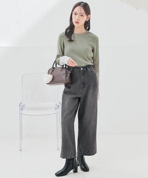 Honeys（ハニーズ）の「袖配色ニット（ニット/セーター・レディース・ミント/杢グレー/ブラック×ブルー/ブラック/ホワイト×ブルー/アイボリー/ホワイト×イエロー/グレー系その他・L/S/M）」の15枚目の写真