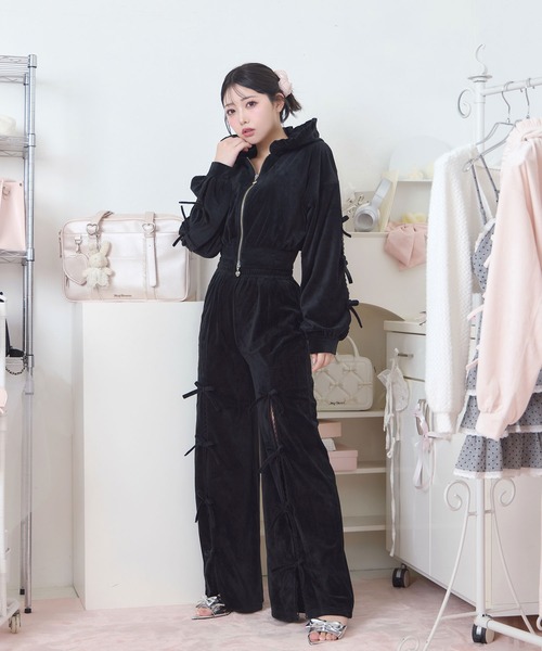 Honey Cinnamon(ハニーシナモン)の「リボンスリットパンツ(その他パンツ・レディース・ピンク/ブラック・FREE)」の4枚目の写真