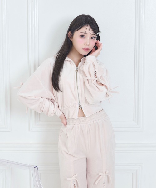 Honey Cinnamon(ハニーシナモン)の「リボンスリットパンツ(その他パンツ・レディース・ピンク/ブラック・FREE)」の9枚目の写真