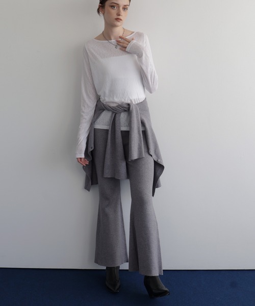 Mili affinity(ミリアフィニティー)の「フレアリブニットパンツ(その他パンツ・レディース・ブラック/ブラウン/杢グレー・FREE)」の7枚目の写真