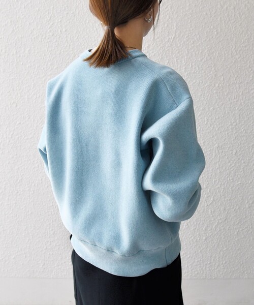 SHIPS any:〈手洗い可能〉モールヤーン クルーネック ロゴ 千鳥