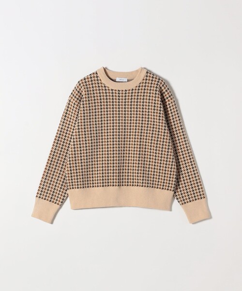 SHIPS any:〈手洗い可能〉モールヤーン クルーネック ロゴ 千鳥柄 プル