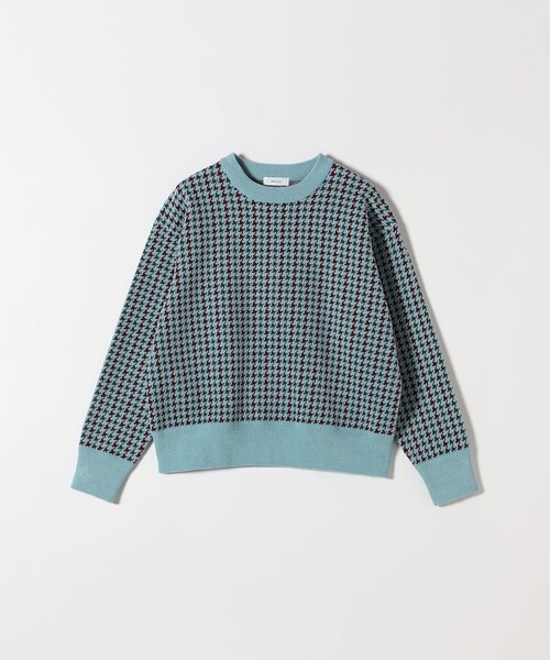 SHIPS any:〈手洗い可能〉モールヤーン クルーネック ロゴ 千鳥柄 プル