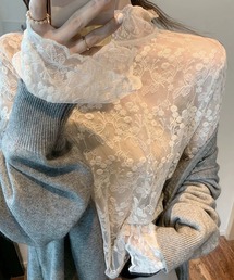 meJane（ミージェーン）の「総レース ハイネックシアーブラウス（Tシャツ/カットソー）」