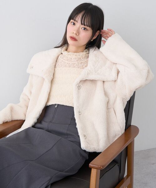 セール】【2025AW】ファーショートブルゾン（ブルゾン）｜earth