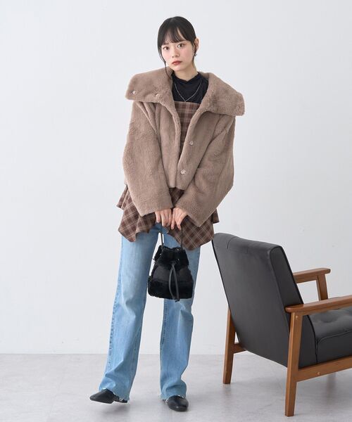 セール】【2025AW】ファーショートブルゾン（ブルゾン）｜earth