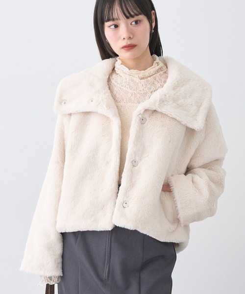 earth music&ecology（アースミュージックアンドエコロジー）の「【2025AW】ファーショートブルゾン（ブルゾン・レディース・クリーム/モカ/ブラウン・FREE）」の3枚目の写真