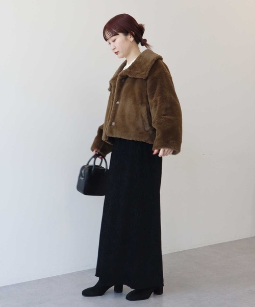 earth music&ecology（アースミュージックアンドエコロジー）の「【2025AW】ファーショートブルゾン（ブルゾン・レディース・クリーム/モカ/ブラウン・FREE）」の7枚目の写真