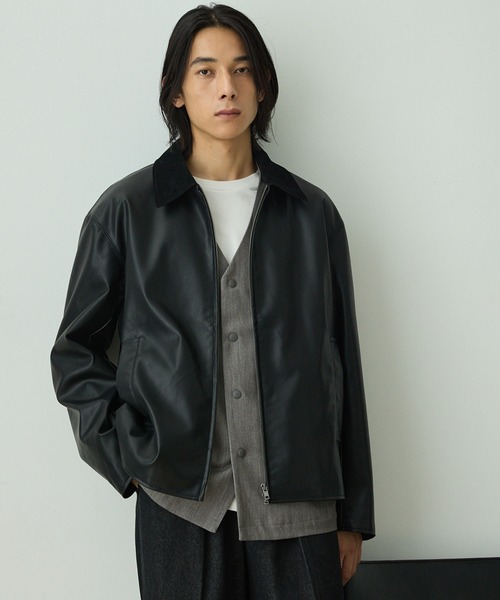 セール】ヴィンテージライク襟コーデュロイ切替ショートジャケット