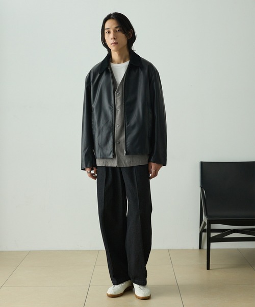 EMMA CLOTHES（エマクローズ）の「ヴィンテージライク襟コーデュロイ切替ショートジャケット（ブルゾン・メンズ・ダークブラウン/チャコール/ブラック・L/M/S）」の9枚目の写真