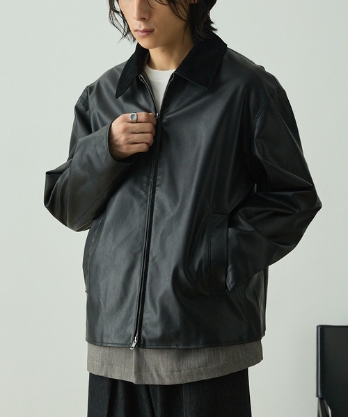 EMMA CLOTHES（エマクローズ）の「ヴィンテージライク襟コーデュロイ切替ショートジャケット（ブルゾン・メンズ・ダークブラウン/チャコール/ブラック・L/M/S）」の13枚目の写真