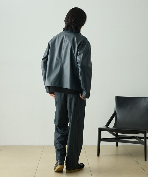 【美品】CITEN 襟コーデュロイ モールスキンショートブルゾン セール】ヴィンテージライク襟コーデュロイ切替ショートジャケット