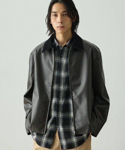 セール】ヴィンテージライク襟コーデュロイ切替ショートジャケット