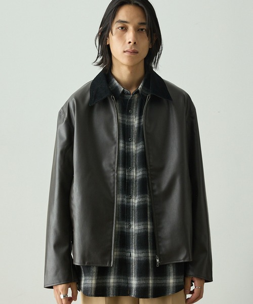 セール】ヴィンテージライク襟コーデュロイ切替ショートジャケット