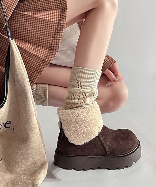 WESTSEA(ウエストシー)の「厚底 折り返し裏ファー ショートブーツ ジップアップ(ブーツ・レディース・オフホワイト/ブラウン・23㎝/23.5㎝/24㎝/24.5㎝/25㎝)」の10枚目の写真