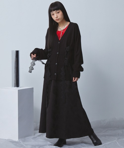 レースアップニットカーディガン（カーディガン/ボレロ）｜ELUNIS