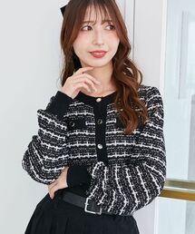 MAJESTIC LEGON | キラキラボタンツイードライクカーデ(カーディガン/ボレロ)