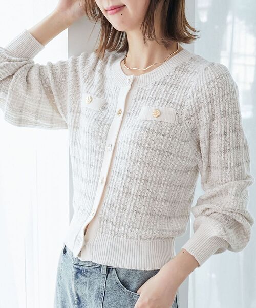 MAJESTIC LEGON（マジェスティックレゴン）の「キラキラボタンツイードライクカーデ（カーディガン/ボレロ・レディース・ピンク/アイボリー/ブラック/グレー・MEDIUM）」の16枚目の写真