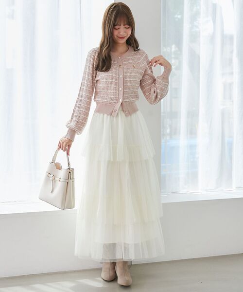 MAJESTIC LEGON（マジェスティックレゴン）の「キラキラボタンツイードライクカーデ（カーディガン/ボレロ・レディース・ピンク/アイボリー/ブラック/グレー・MEDIUM）」の20枚目の写真