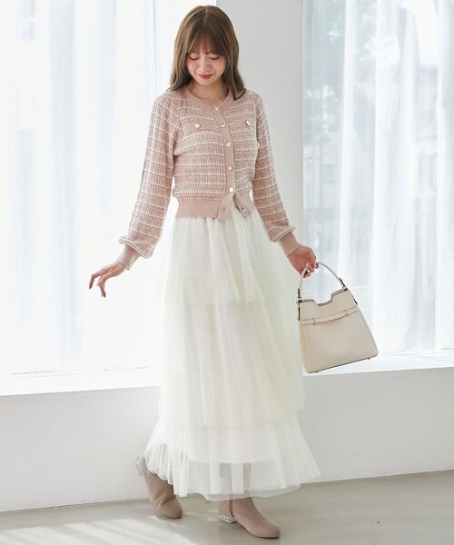 MAJESTIC LEGON（マジェスティックレゴン）の「キラキラボタンツイードライクカーデ（カーディガン/ボレロ・レディース・ピンク/アイボリー/ブラック/グレー・MEDIUM）」の21枚目の写真