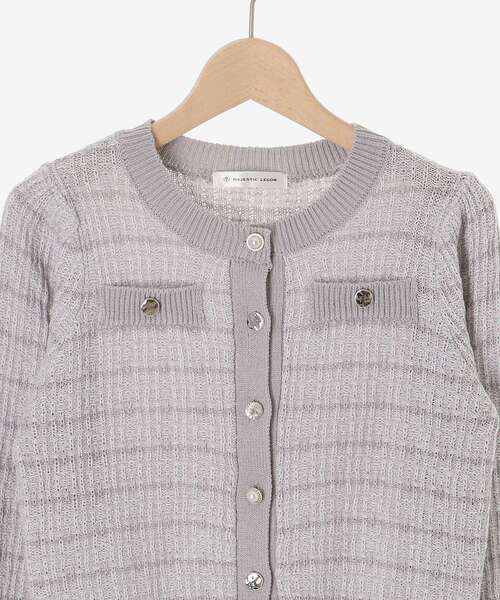 MAJESTIC LEGON（マジェスティックレゴン）の「キラキラボタンツイードライクカーデ（カーディガン/ボレロ・レディース・ピンク/アイボリー/ブラック/グレー・MEDIUM）」の8枚目の写真