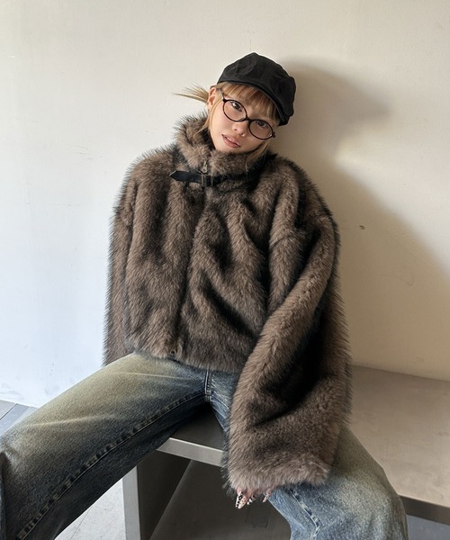 スタンドネック ダブルジップ ファーブルゾン（ブルゾン）｜d.i.a.