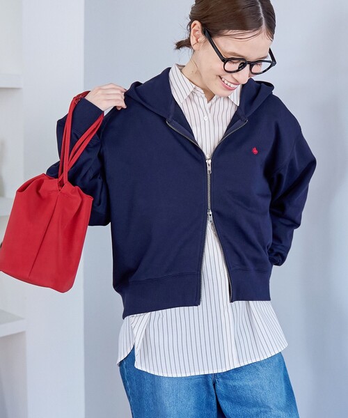 POLO BCS(ポロ ビーシーエス)の「【POLO BCS(ポロ・ビーシーエス)別注】 裏毛ジップパーカー(パーカー・レディース・ネイビー/ナチュラル/オフホワイト/レッド・L/M)」の3枚目の写真