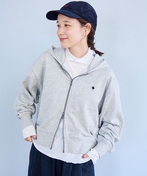 POLO BCS(ポロ ビーシーエス)の「【POLO BCS(ポロ・ビーシーエス)別注】 裏毛ジップパーカー(パーカー・レディース・ネイビー/ナチュラル/オフホワイト/レッド・L/M)」の16枚目の写真