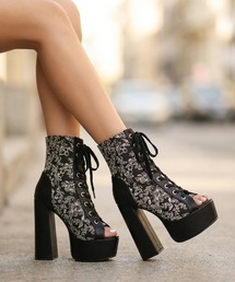 DURAS（デュラス）の「フローラルジャカードショートブーツ/レースアップブーツ（ブーツ）」