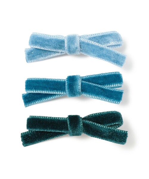 BEAMS BOY（ビームスボーイ）の「ミニ ベロア リボン ピン 3SET（ヘアピン・レディース・ピンク/ブルー・ONE SIZE）」の2枚目の写真