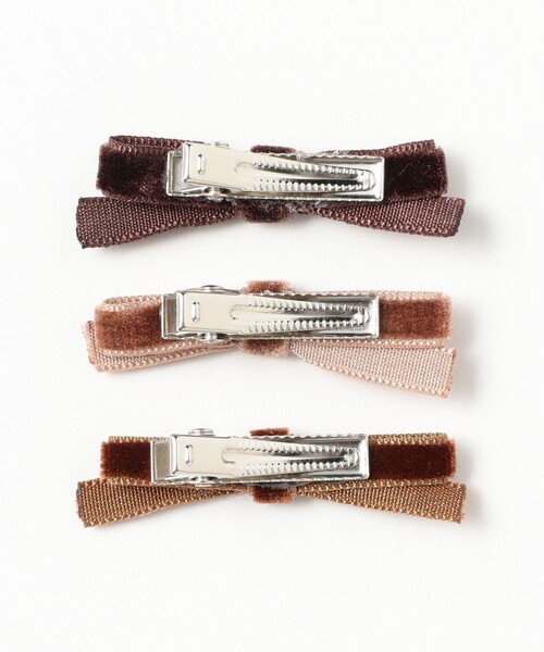 BEAMS BOY（ビームスボーイ）の「【2/5再値下げ】ミニ ベロア リボン ピン 3SET（ヘアピン・レディース・ピンク/ブルー/ブラウン・ONE SIZE）」の4枚目の写真