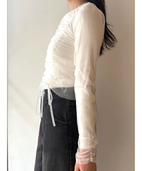 CALNAMUR（カルナムール）の「チュールロングＴ（Tシャツ/カットソー・レディース・オフホワイト/ブラック/ピンク・FREE）」の14枚目の写真