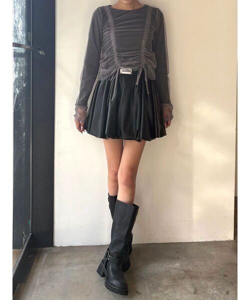 CALNAMUR（カルナムール）の「チュールロングＴ（Tシャツ/カットソー・レディース・オフホワイト/ブラック/ピンク・FREE）」の16枚目の写真