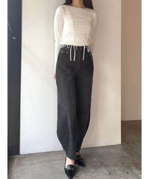 CALNAMUR（カルナムール）の「チュールロングＴ（Tシャツ/カットソー・レディース・オフホワイト/ブラック/ピンク・FREE）」の21枚目の写真