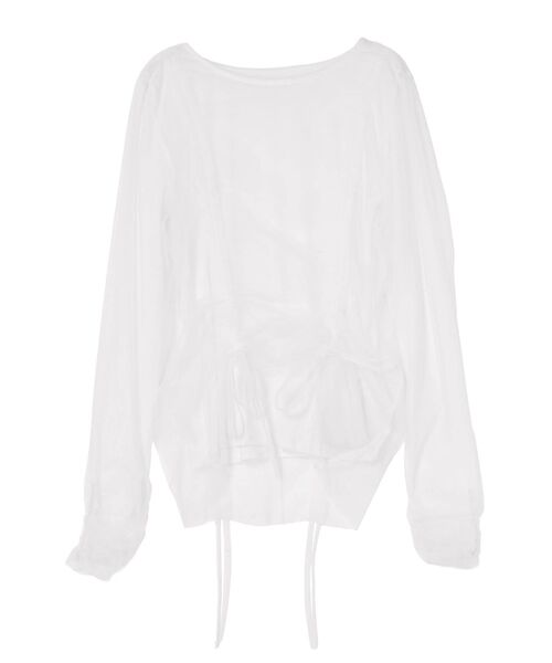 CALNAMUR（カルナムール）の「チュールロングＴ（Tシャツ/カットソー・レディース・オフホワイト/ブラック/ピンク・FREE）」の4枚目の写真