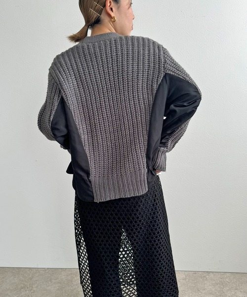 LHELBIE（レルビエ）の「ダブルジップドロストカーディガン（カーディガン/ボレロ・レディース・グレー/ネイビー系/アイボリー・M）」の14枚目の写真